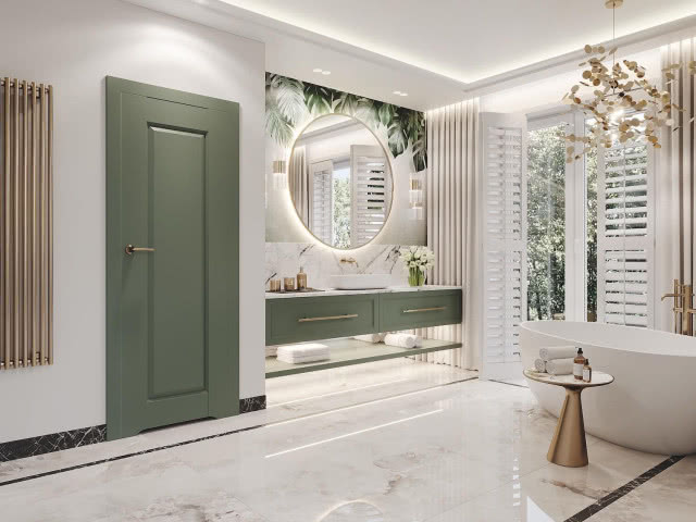 drzwi do łazienki zielone