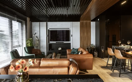 Szykowny apartament w ciemnych kolorach