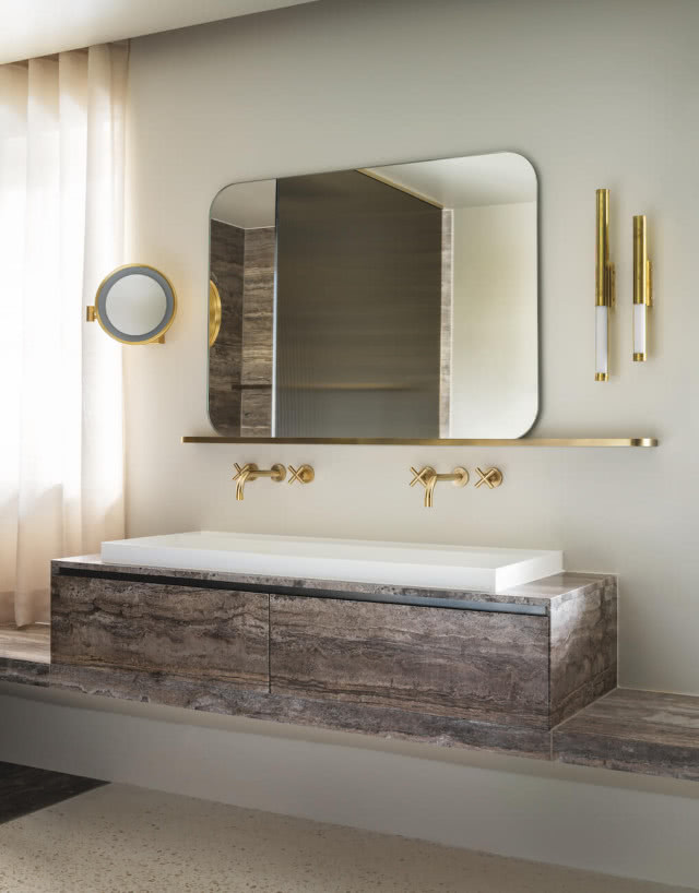 nowoczesna łazienka bateria złota