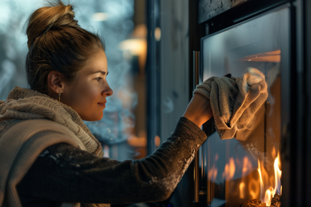 czyszczenie szyby w kominku