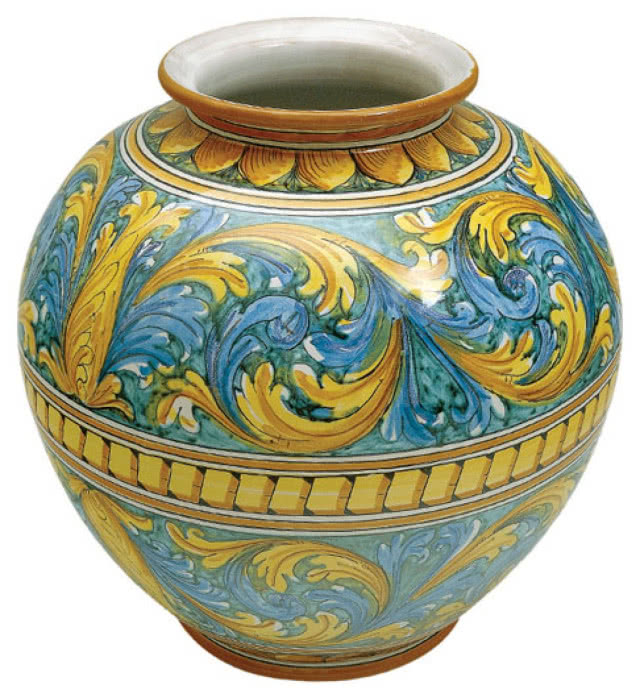 wazon w żółto-niebieskich kolorach