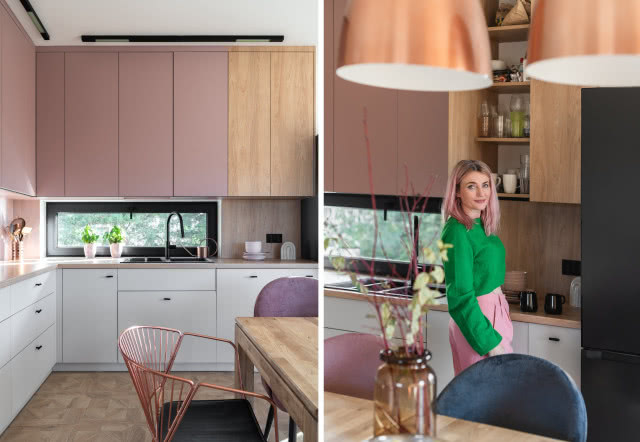 różowa kuchnia aranżacja