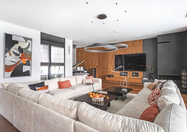 salon z kuchnią nowoczesna aranżacja