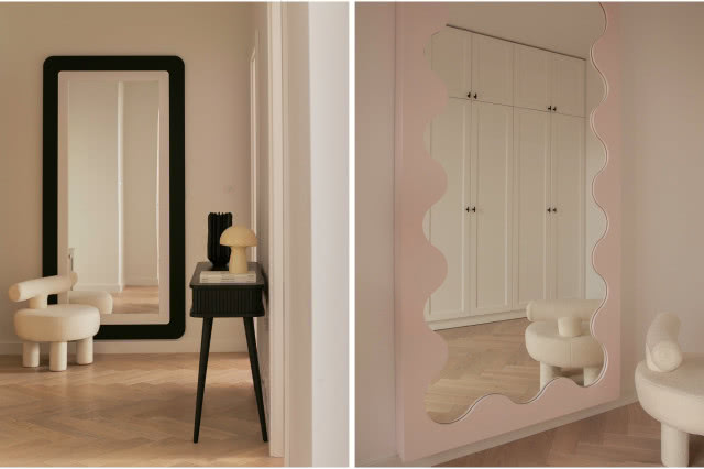 Lustra w przedpokoju o nieregularnych kształtach