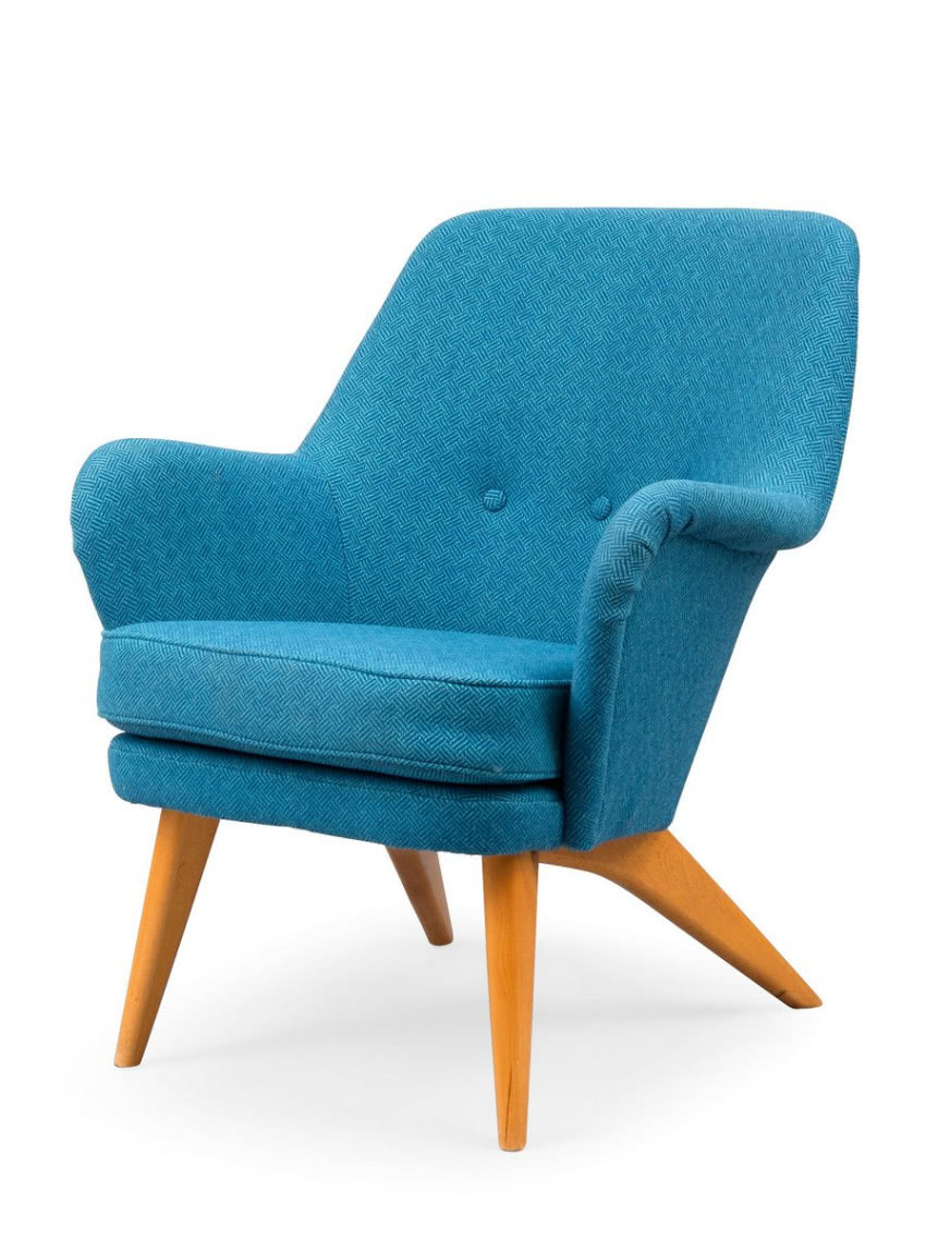 Wyściełany fotel z lat 50., proj. Carl Gustaf...