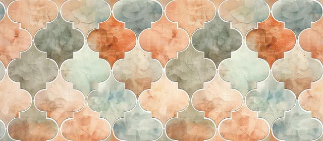 płytki w kształcie marokańskiej koniczyny w kolorach szarym, brązowym