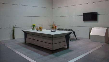 Mobilna wyspa kuchenna ze spieków LAMINAM