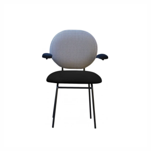 Krzesło do jadalni w pepitkę z podłokietnikami