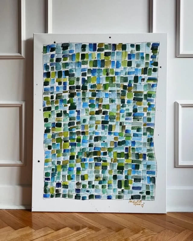 obraz w różne odcienie niebieskie prostokąty