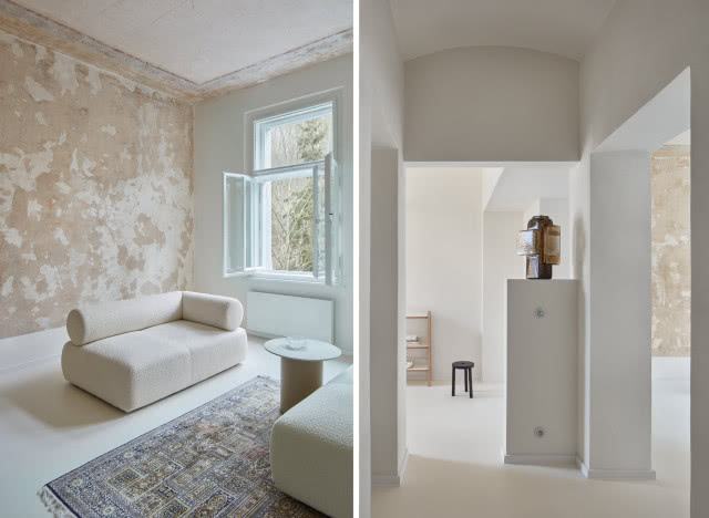 mieszkanie w kamienicy ze ścianami wabi-sabi