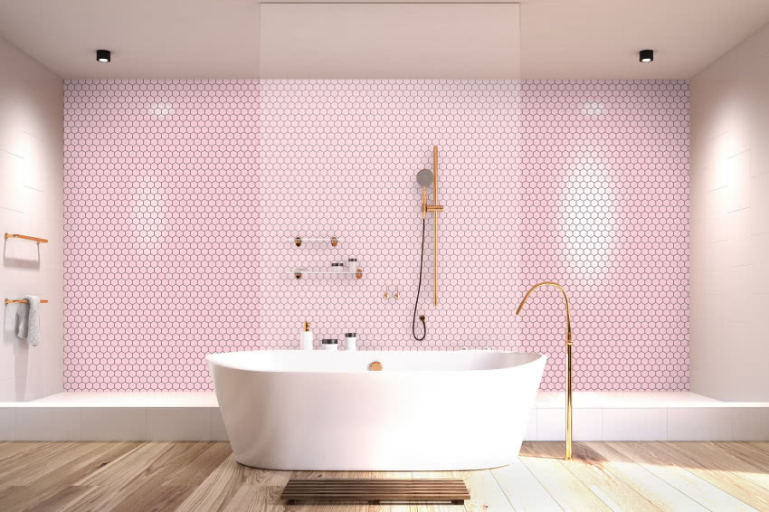 Płytka heksagonalna, różowa, RAW DECOR