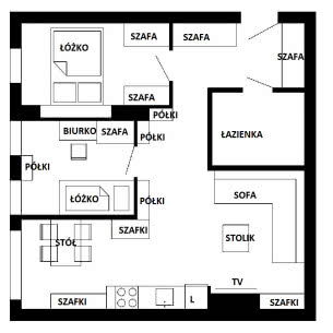 Rzut mieszkania - propozycja przebudowy i aranżacji