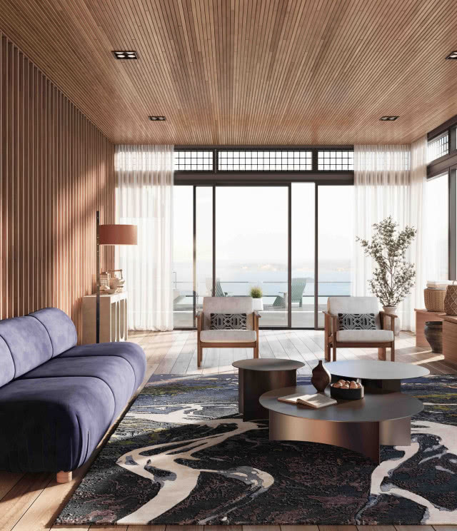 drewniany salon nowoczesny