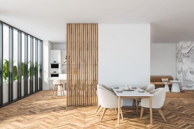 ścianka działowa z lameli 