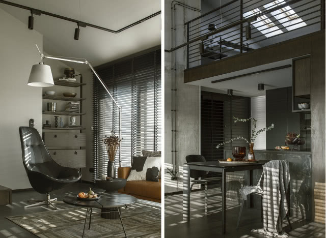 Loftowe wnętrze z betonem