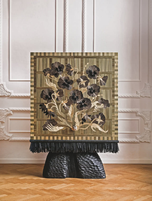 serwantka intarsja słomą