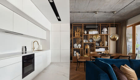 Apartament w Krakowie w stylu glam loft! Projektant połączył złoto z betonem