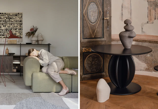 Od lewej: sofa modułowa Tori, stół Citrus L, Tamo