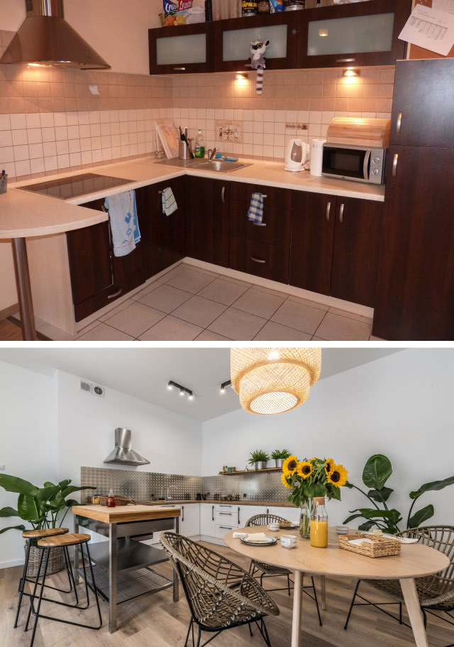 Kuchnia poddana metamorfozie Home Stagera, zdjęcia przed i po