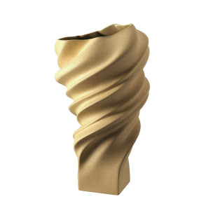 Zakręcony wazon w złotym kolorze