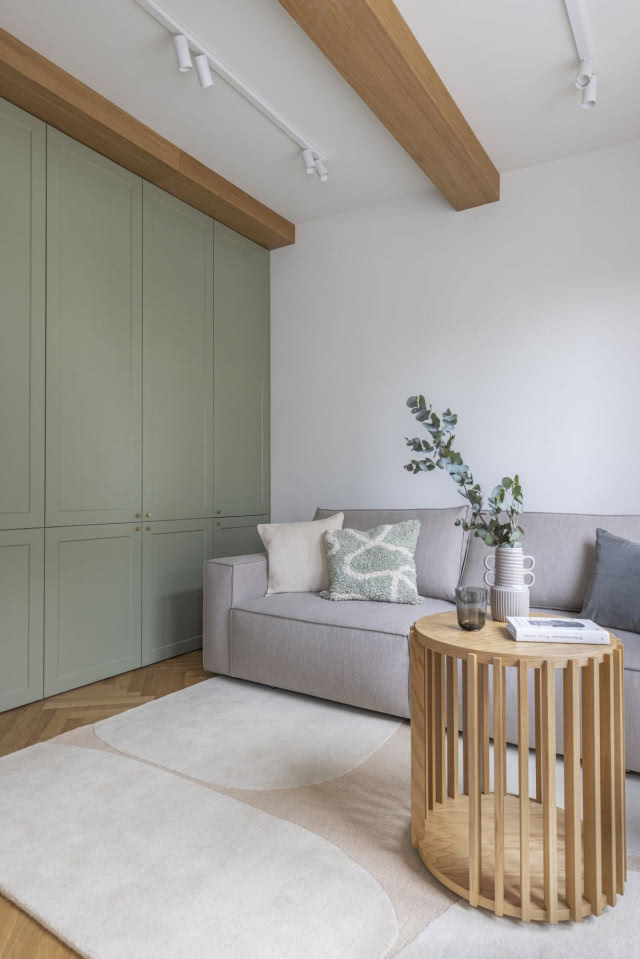 Zielona szafa w jasnym pomieszczeniu