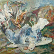 "Nocne ptaki" (1997), olej na płótnie, 201 x 130...