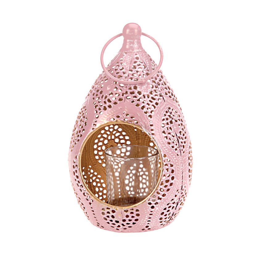 Lampion ze szkła i metalu, wys. 21 cm,...