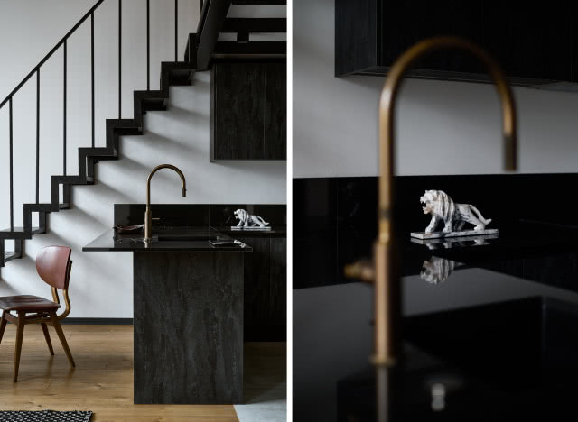 ciemna kuchnia w stylu industrialnym