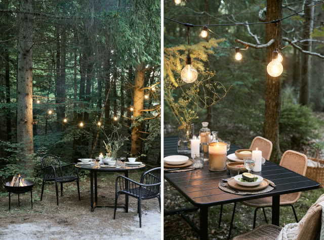 Girlanda i metalowe oświetlenie zewnętrzne