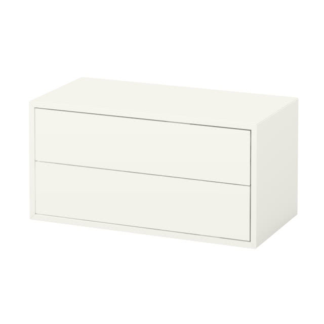 biała szafka z dwiema szufladami