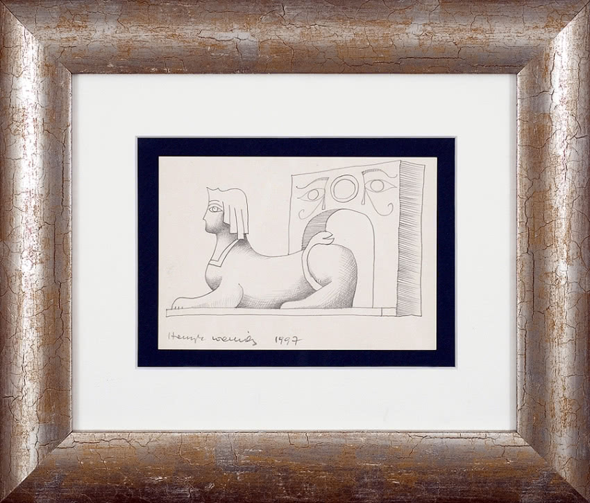 „Sfinks” (1997), ołówek z papierem, 10.5 x 15...