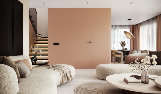 pantone 2025 mocha mousse oc. ukryta aluminiowa klamka fioro gunmetal Arn Porta