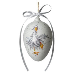 KOLEKCJA SUNNY EASTER, 
Szklane jajko wielkanocne z ręcznie malowaną gęsią, DAGMARA, 34,90 zł