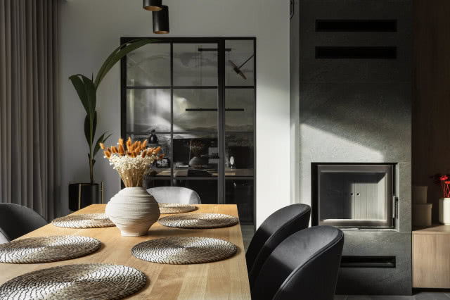 nowoczesny salon z jadalnią