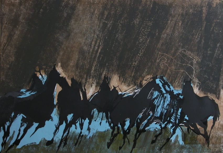 "Pegaz" (2005), linoryt barwny, wym.: 70x100 cm,...