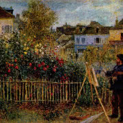 Muzeum Orangerie - wnętrze z panoramą nenufarów.