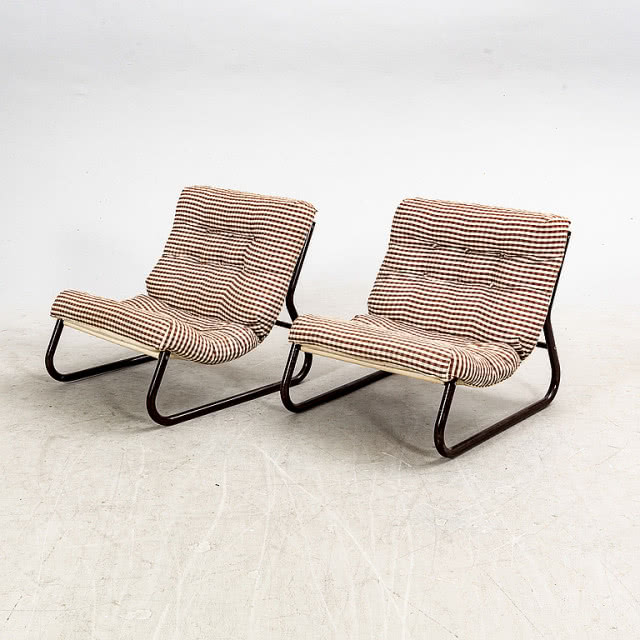 fotele lucas w modną w latach 70. kratkę