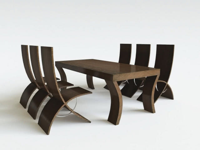 Zestaw (stół + 6 krzeseł) do jadalni Laura Kwadro wykonany z drewna dębu, klonu i jesionu, krzesła na bazie sklejki brzozowej gięte na specjalnej formie, Simple Iwona Kosicka, DECO24