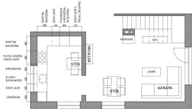 Zagospodarowanie kuchni i salonu