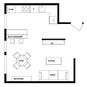 Rozplanowanie kuchni i salonu