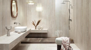 Trend tile drenching. Łazienka, w której kolor i materiał grają główną rolę