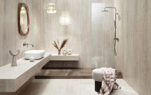 Trend tile drenching. Łazienka, w której kolor i materiał grają główną rolę