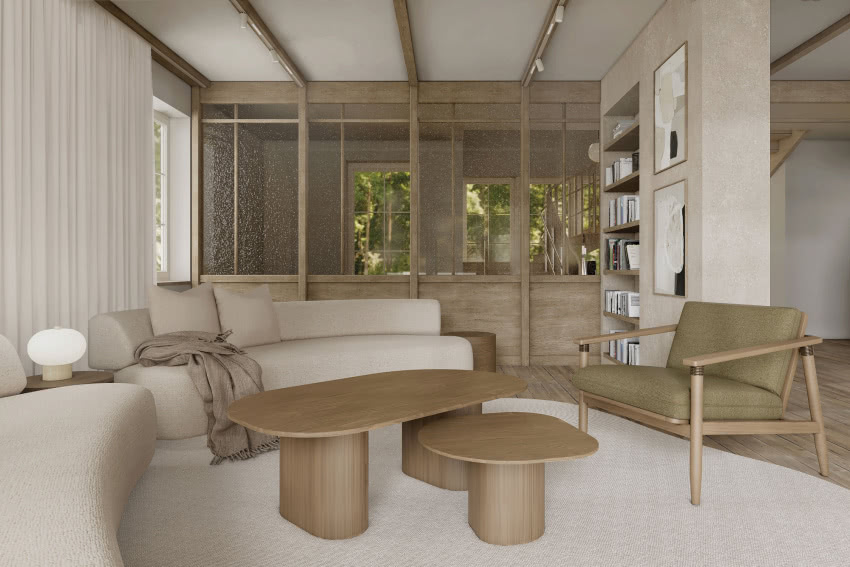 Wnętrze salonu Domek B