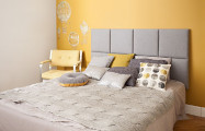 Modułowe zagłówki Made for Bed, tapicerowane tkaninami w 70 kolorach