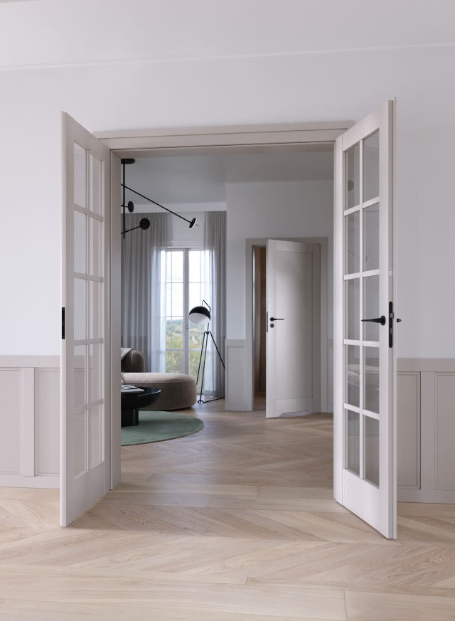 PORTA Imperial I1 Lakier UV Premium Plus Kaszmir, pilaster Imperial,  klamka Moderno; PORTA