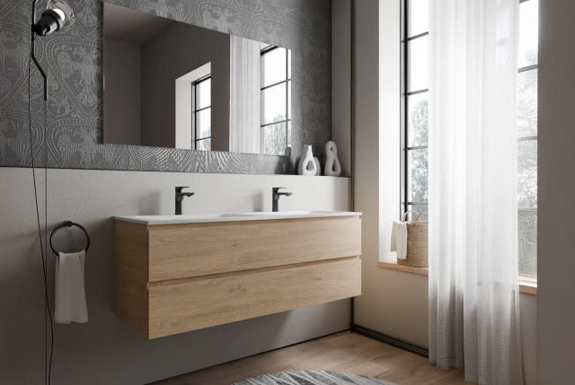 Szafka podumywalkowa Bernstein AVA z podwójną umywalką BRUXELLES.