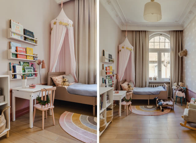 Pokój dziewczynki z dużym oknem