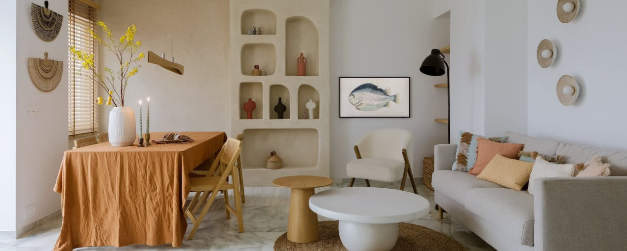 Mieszkanie w Hiszpanii inspirowane Andaluzją: wapienny tynk, łuki, ręcznie robione płytki