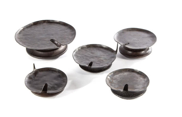 Komplet świeczników kutych