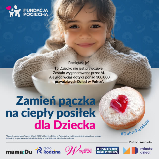 „Zamień pączka na ciepły posiłek dla Dziecka” - Fundacja POCIECHA